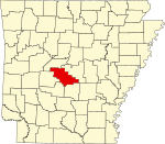 Map of Arkansas highlighting Saline County